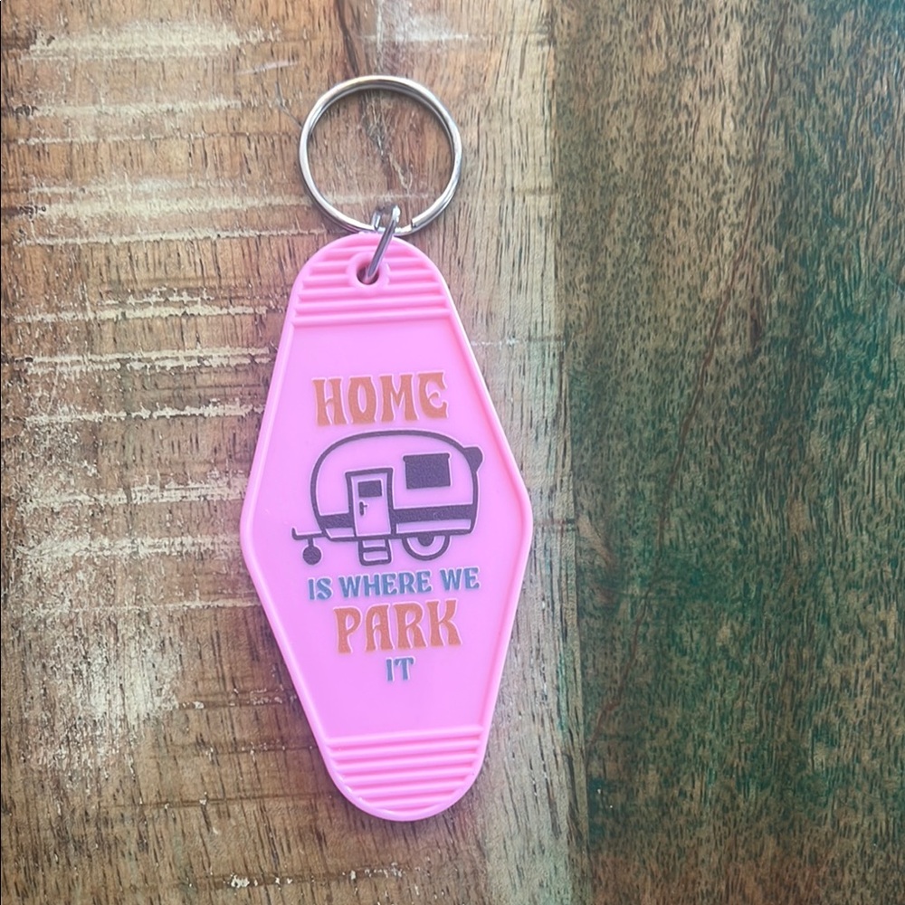 Pink vintage hotel Keychain, Pink keys to the Camper,